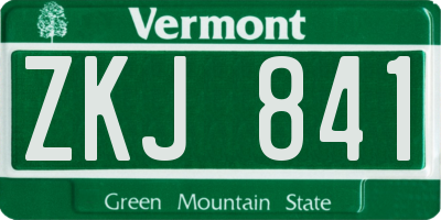 VT license plate ZKJ841