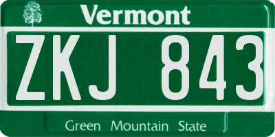 VT license plate ZKJ843