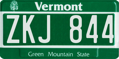 VT license plate ZKJ844