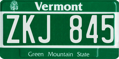 VT license plate ZKJ845
