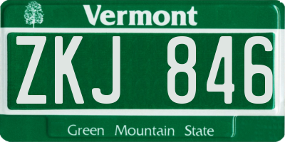 VT license plate ZKJ846