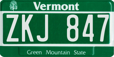 VT license plate ZKJ847