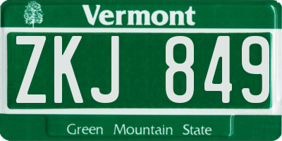 VT license plate ZKJ849