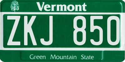 VT license plate ZKJ850