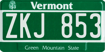 VT license plate ZKJ853