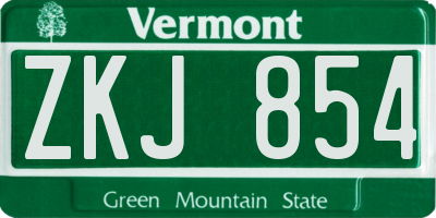 VT license plate ZKJ854