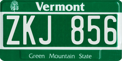 VT license plate ZKJ856