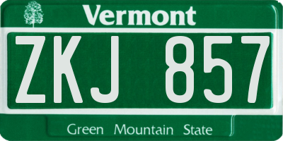VT license plate ZKJ857