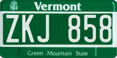 VT license plate ZKJ858