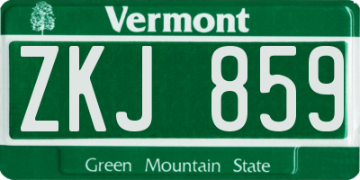 VT license plate ZKJ859
