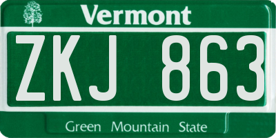 VT license plate ZKJ863