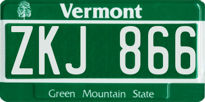 VT license plate ZKJ866