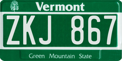 VT license plate ZKJ867