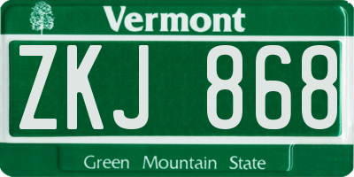 VT license plate ZKJ868