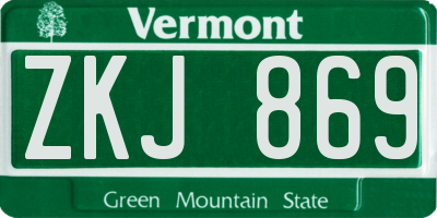 VT license plate ZKJ869