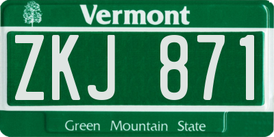 VT license plate ZKJ871