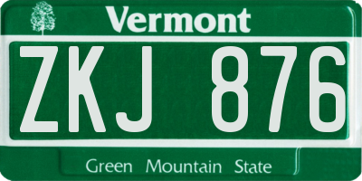 VT license plate ZKJ876