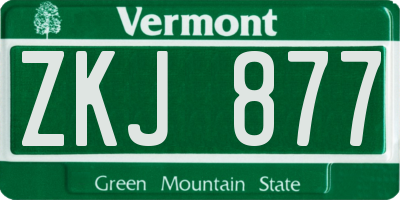 VT license plate ZKJ877