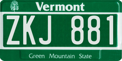 VT license plate ZKJ881
