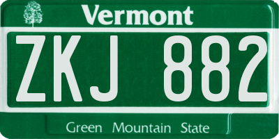 VT license plate ZKJ882