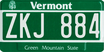 VT license plate ZKJ884