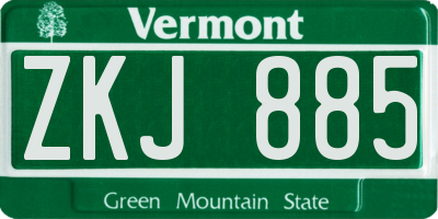VT license plate ZKJ885