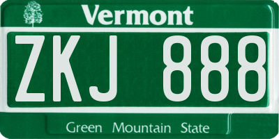 VT license plate ZKJ888