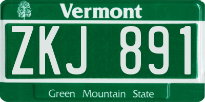 VT license plate ZKJ891