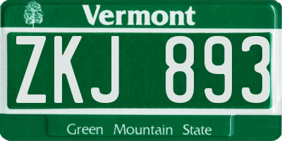 VT license plate ZKJ893