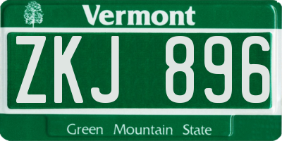 VT license plate ZKJ896