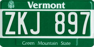 VT license plate ZKJ897