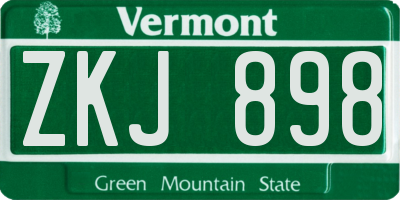 VT license plate ZKJ898