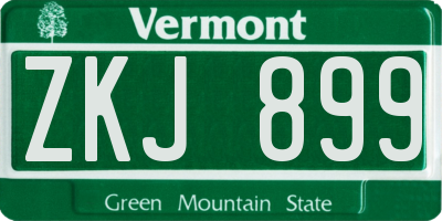 VT license plate ZKJ899