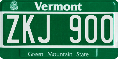 VT license plate ZKJ900