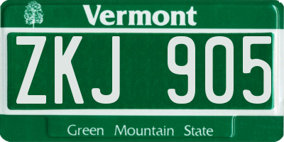 VT license plate ZKJ905