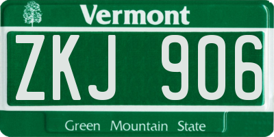 VT license plate ZKJ906