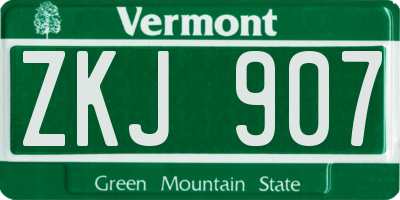 VT license plate ZKJ907