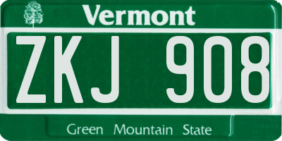 VT license plate ZKJ908