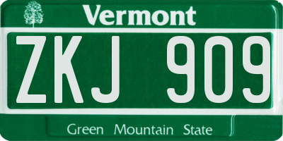VT license plate ZKJ909