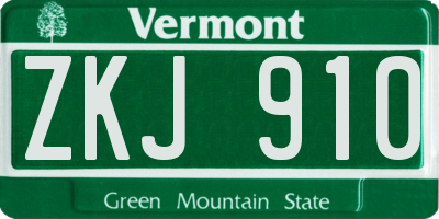 VT license plate ZKJ910
