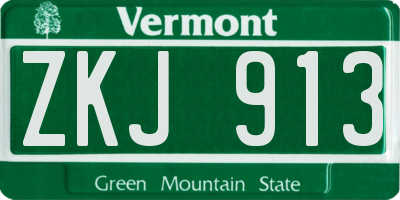 VT license plate ZKJ913