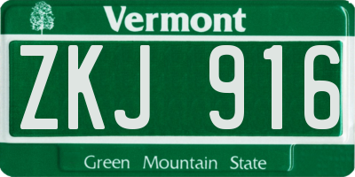 VT license plate ZKJ916