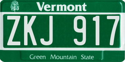 VT license plate ZKJ917