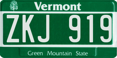 VT license plate ZKJ919