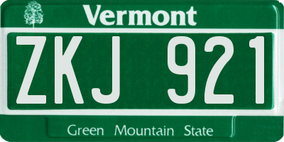 VT license plate ZKJ921