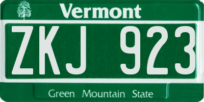 VT license plate ZKJ923