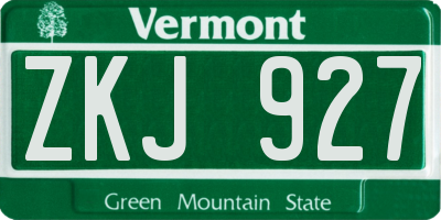 VT license plate ZKJ927