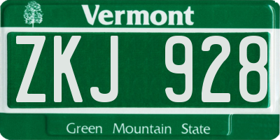 VT license plate ZKJ928