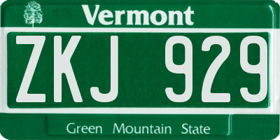 VT license plate ZKJ929