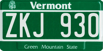 VT license plate ZKJ930